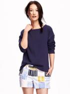 Old Navy Relaxed Lace Trim Sweatshirt - Lost At Sea Navy