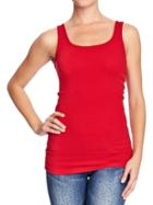 Womens Perfect Rib Knit Tanks Size S Tall - Radiant Red