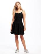 Old Navy Fit & Flare Eyelet Lace Dress For Women - Black