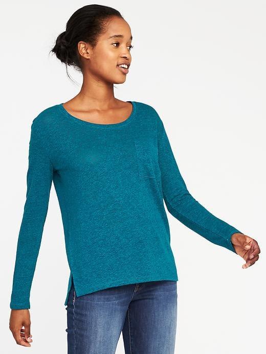Old Navy Boyfriend Linen Blend Tee For Women - Oasis Lagoon
