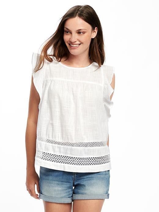 Ruffle-trim Swing Top For Women