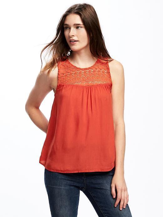 Old Navy Crochet Yoke Tank For Women - Hot Tamale