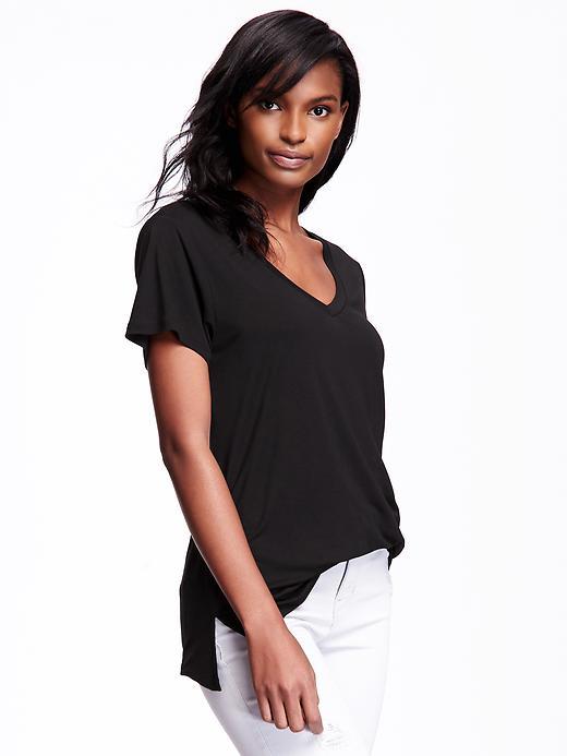 Old Navy Relaxed V Neck Tee For Women - Black