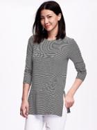 Old Navy Long & Lean Ribbed Tunic Tee For Womeh - O.n. New Black Stripe