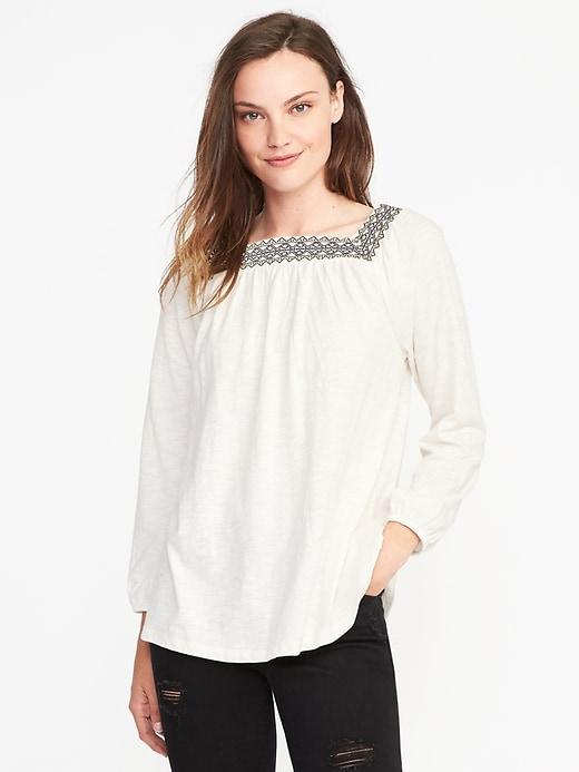 Old Navy Relaxed Embroidered Peasant Top For Women - Creme De La Creme