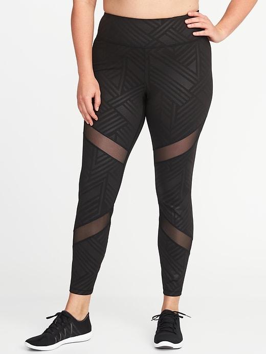 Old Navy Womens High-rise Plus-size Mesh-trim Leggings Embossed Size 4x