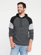 Old Navy Soft Washed Color Block Tee Hoodie For Men - Dark Charcoal Gray