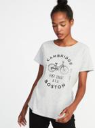 Old Navy Womens Everywear Boston-graphic Tee For Women Cambridge Size Xxl