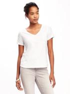 Old Navy Womens Everywear V-neck Tee For Women Cream Size M