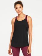 Old Navy Go Dry Ultra Light Mesh Trim Tank For Women - Black