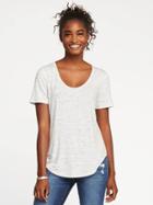 Old Navy Luxe Curved Hem Scoop Neck Tee For Women - Cream