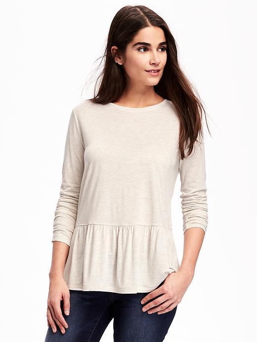 Old Navy Relaxed Peplum Hem Top For Women - Oatmeal