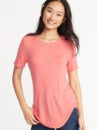 Old Navy Womens Luxe Curved-hem Tee For Women Hot Coral Pink Size M