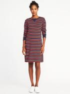 Old Navy Womens Striped French-terry Shift Dress For Women Blue & Red Stripe Size S