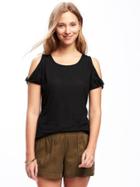 Old Navy Relaxed Cutout Shoulder Top For Women - Black