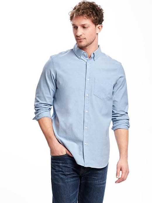 Old Navy Regular Fit Stretch Oxford Shirt For Men - View Blue