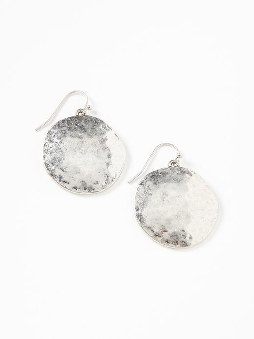 Old Navy Hammered Disk Drop Earrings For Women - Antique Silver