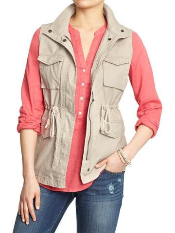 Old Navy Old Navy Womens Canvas Drawstring Vests - Soy Latte