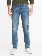 Old Navy Slim Built In Flex Distressed Jeans For Men - Light Wash
