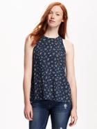 Old Navy High Neck Trapeze Tank For Women - Navy Floral