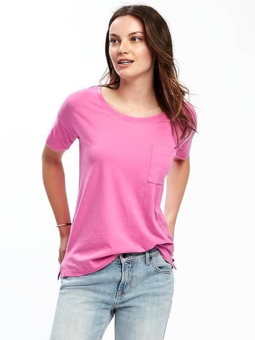 Old Navy Boyfriend Pocket Tee For Women - Raspberry Surprise