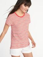 Old Navy Womens Striped Slub-knit Tuck-in Tee For Women Red Stripes Size M