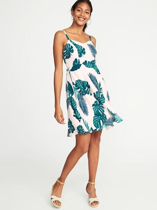Old Navy Womens Fit & Flare Cami Dress For Women Pink Palm Print Size Xxl