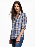 Old Navy Plaid Shirt For Women - Lrg Blue/white Pld