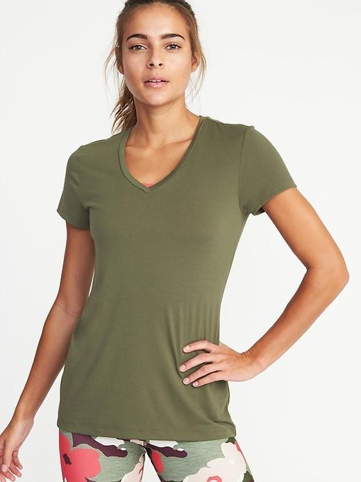 Old Navy Womens V-neck Performance Tee For Women Grazing Grasses Size S