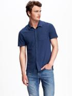 Old Navy Button Down Pique Shirt For Men - Ink Blue
