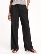 Old Navy Womens Mid-rise Linen-blend Pants For Women Black Size M