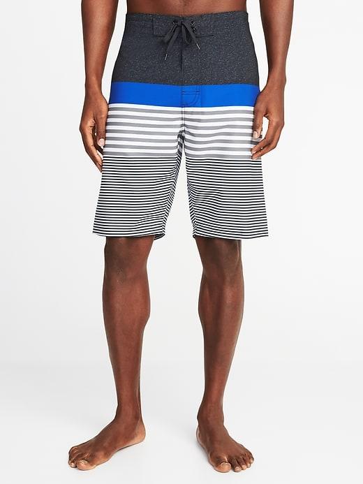 Old Navy Mens Built-in Flex Printed Board Shorts For Men (10) Black Gray Stripe Size 29w