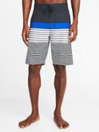 Old Navy Mens Built-in Flex Printed Board Shorts For Men (10) Black Gray Stripe Size 29w