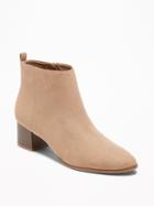 Old Navy Womens Faux-suede Block-heel Booties For Women Caramel Size 11