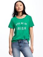 Old Navy Relaxed Graphic Curved Hem Tee For Women - Get Lucky