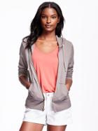 Old Navy Relaxed Zip Front Hoodie For Women - Rock Solid