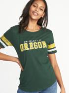 Old Navy Womens College-team Graphic Sleeve-stripe Tee For Women University Of Oregon Size M