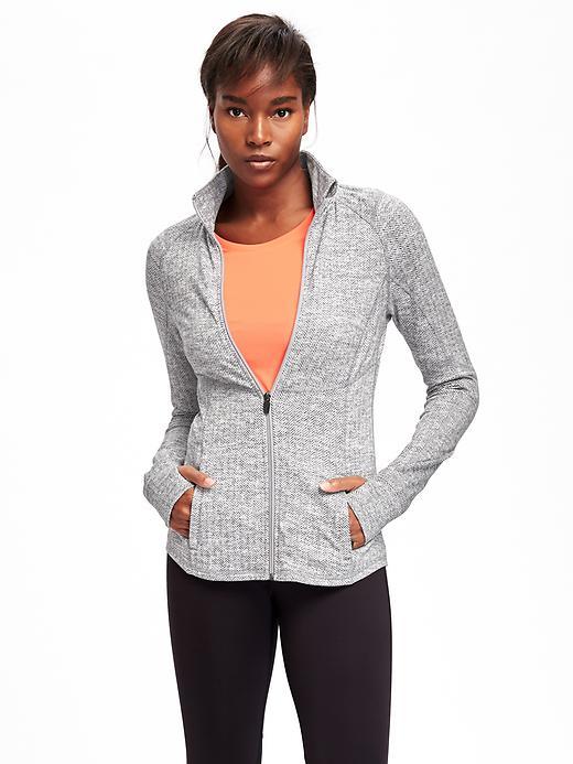 Old Navy Go Dry Cool Herringbone Compression Jacket For Women - White Herringbone