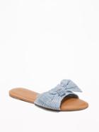 Old Navy Womens Printed Bow-tie Slide Sandals For Women Chambray Stripe Size 10