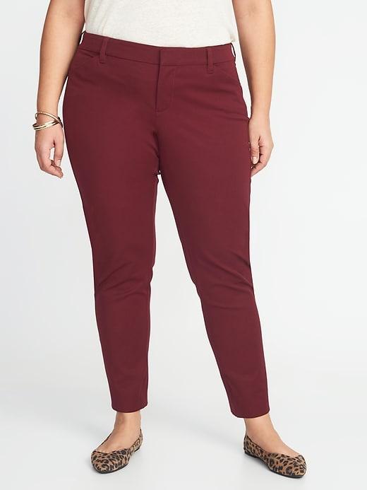 Old Navy Womens Mid-rise Secret-slim Pockets Plus-size Pixie Ankle Pants Maroon Jive Size 16