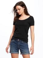 Old Navy Classic Semi Fitted Tee For Women - Black