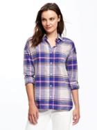 Old Navy Plaid Slub Weave Boyfriend Shirt For Women - Pink Plaid