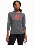 Old Navy Go Dry Performance Graphic Long Sleeve Top For Women - Black Jack 2