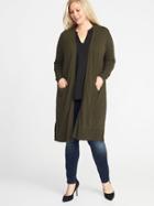 Old Navy Womens Plus-size Super-long Open-front Sweater Heather Green Size 1x