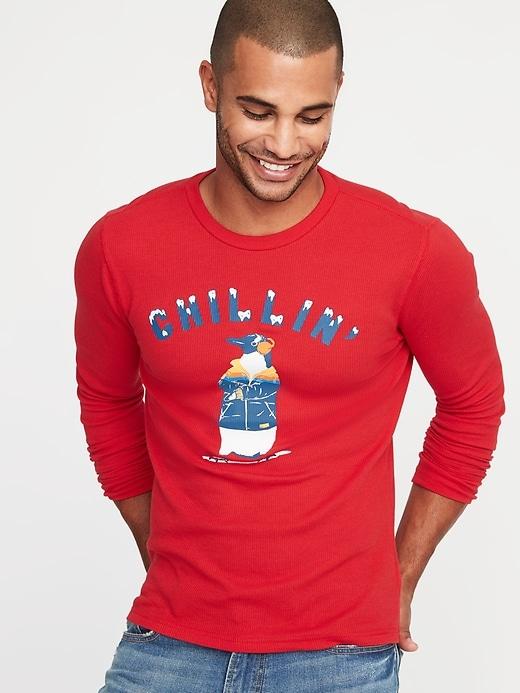 Graphic Thermal-knit Tee For Men