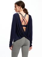 Old Navy Go Dry Surplice Back Top For Women - Lost At Sea Navy