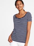 Old Navy Womens Slim-fit Scoop-neck Tee For Women Navy Stripe Size Xs