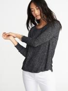 Old Navy Womens Luxe Soft-spun Raglan-sleeve Top For Women Dark Charcoal Gray Size L