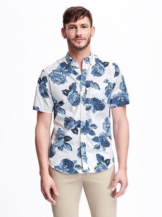 Old Navy Slim Fit Printed Shirt For Men - Frostbite