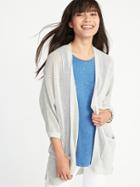 Old Navy Womens Open-front Dolman-sleeve Textured-knit Sweater For Women Light Gray Heather Size S